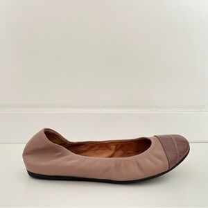 Lanvin Paris Women's Leather Ballet Flats 38.5 Nude Pink Classic Luxe French